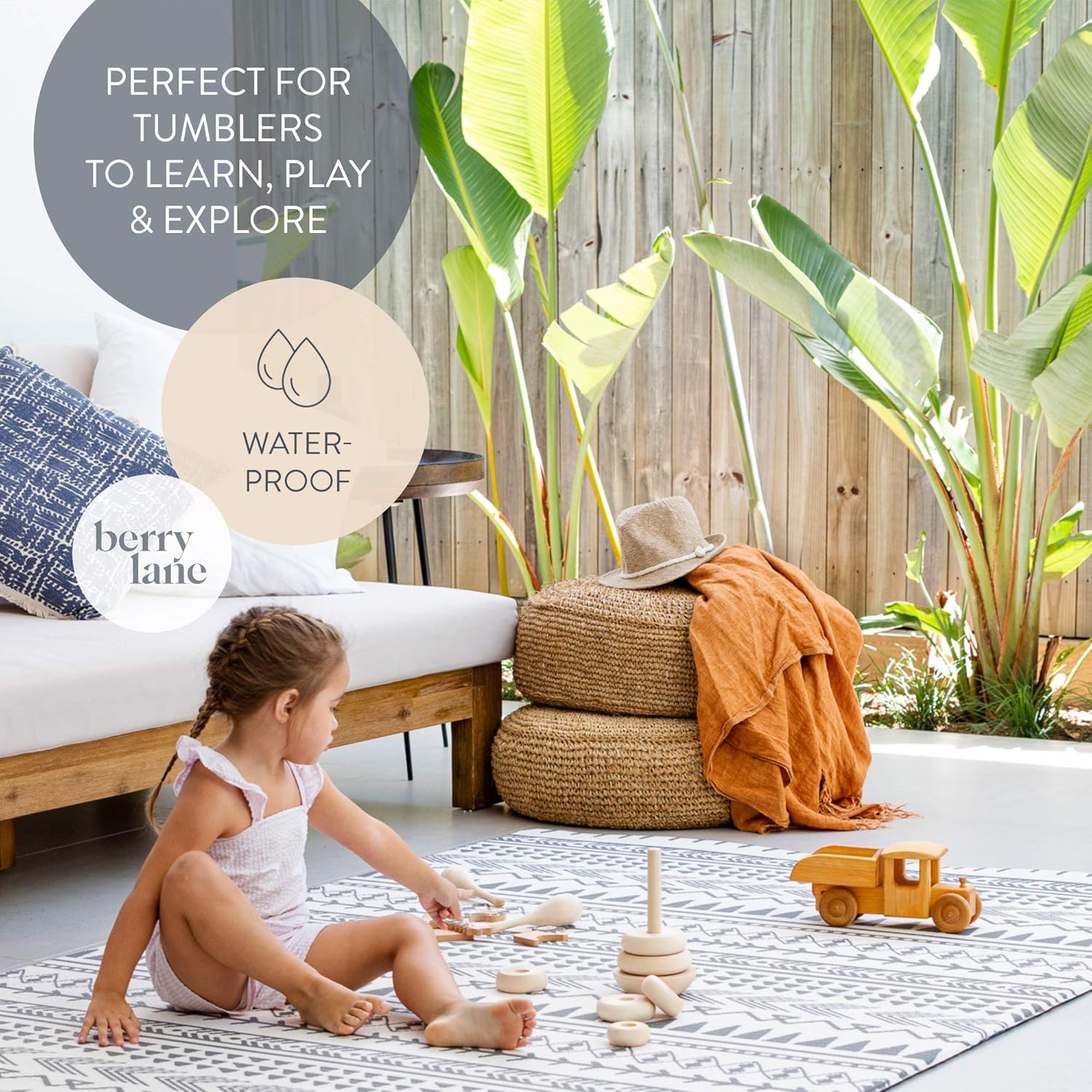 Berry Lane Baby Play Mat | Large 6.5 ft x 4.5 ft One-Piece Reversible Foam Floor Playmat | Tummy Time | Extra Soft & Thick | Non-Toxic | for Infants, Babies, Toddler, and Kids